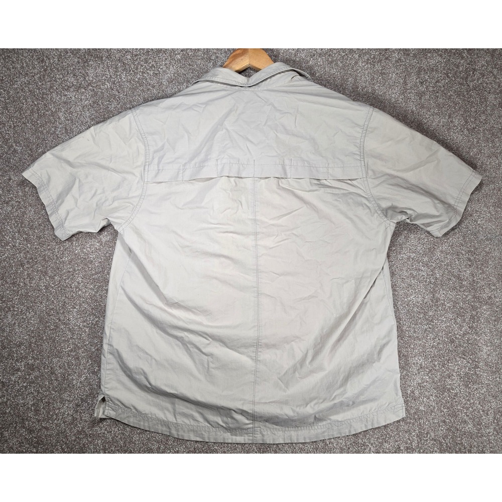 Eddie Bauer Sport Mens Vintage L Tan Short Sleeve Fishing Hiking Shirt Vent Back - Picture 6 of 11